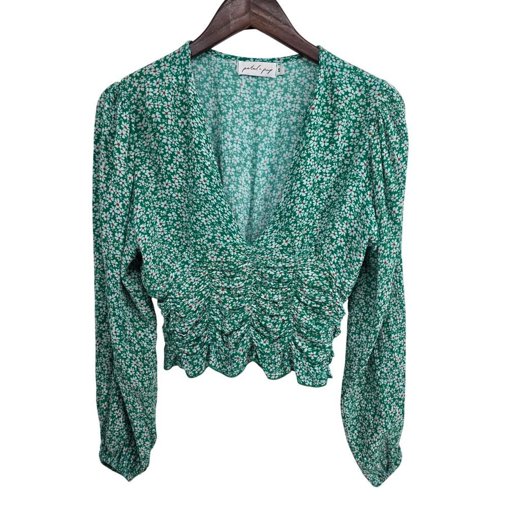 Petal + Pup Floral Smocked Blouse Green Size Small